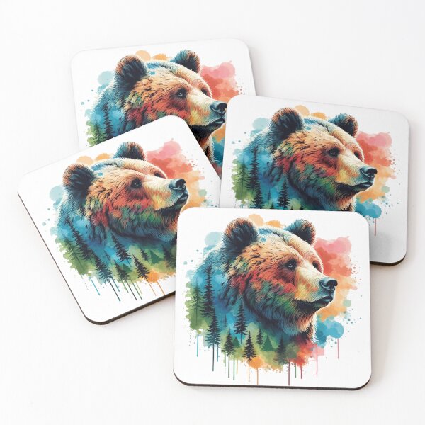 Item preview, Gray Bear with a Colorful Background and Some Trees Around designed and sold by Marcoshop10.