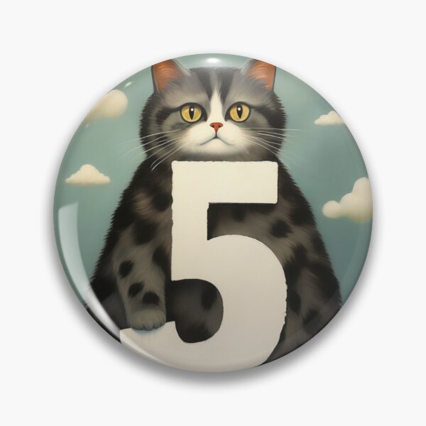 Item preview, Number Five with Cat | Numerals | Cat Illustration | Cat Art designed and sold by UnhingedBird.