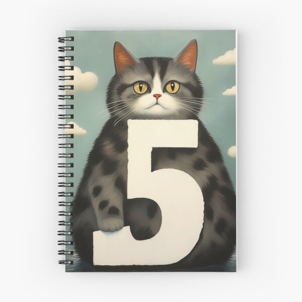 Item preview, Number Five with Cat | Numerals | Cat Illustration | Cat Art designed and sold by UnhingedBird.