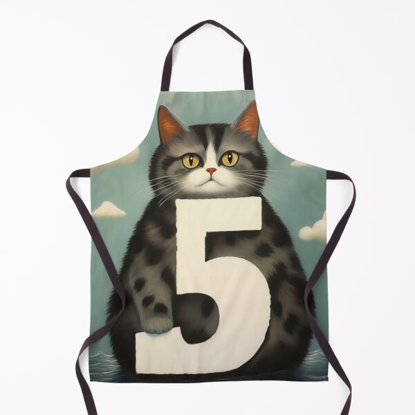 Item preview, Number Five with Cat | Numerals | Cat Illustration | Cat Art designed and sold by UnhingedBird.