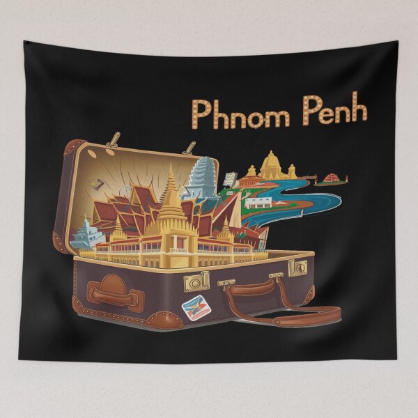 Item preview, Phnom Penh Cambodia Khmer - " Adventure Suitcase – Retro Cartoon Travel " designed and sold by stickercuffs.