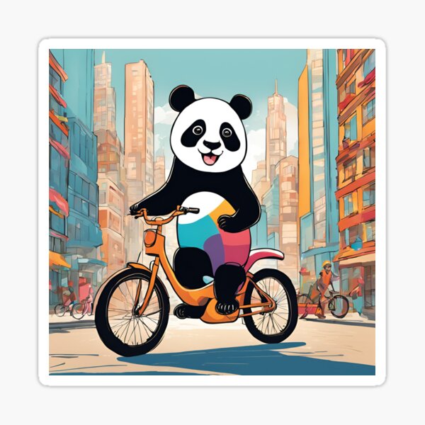 Item preview, "Pedaling Panda: A Whimsical Ride Through Town" designed and sold by Artevo71.