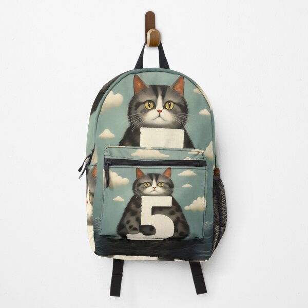 Item preview, Number Five with Cat | Numerals | Cat Illustration | Cat Art designed and sold by UnhingedBird.
