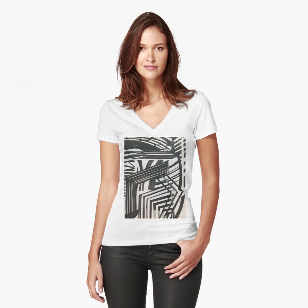 Vista previa del artículo con la obra «Camiseta entallada de cuello en V», diseñado y vendido por ArtInArtOut.