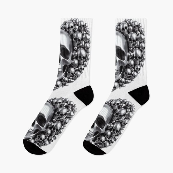 Item preview, Bright Silver Skulls, Big Pattern, White Background designed and sold by GaborSkeleton.