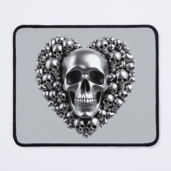Item preview, Bright Silver Skulls, Big Pattern, Grey Background designed and sold by GaborSkeleton.