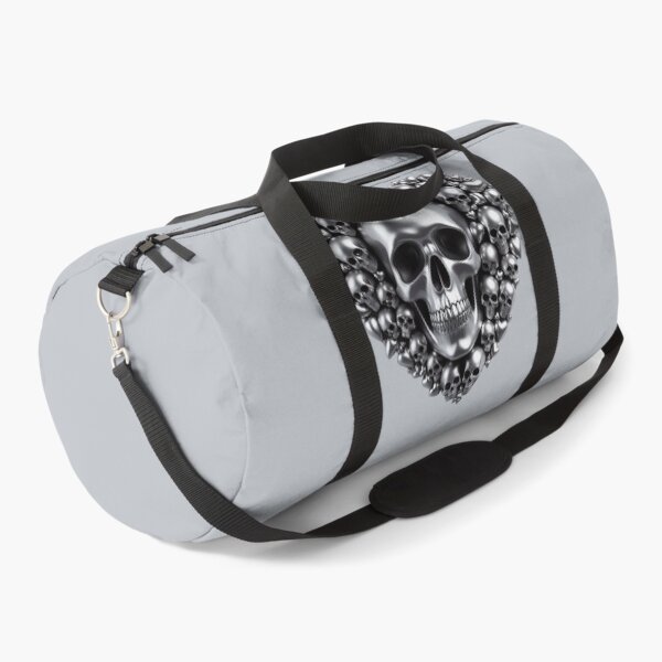 Item preview, Bright Silver Skulls, Big Pattern, Grey Background designed and sold by GaborSkeleton.