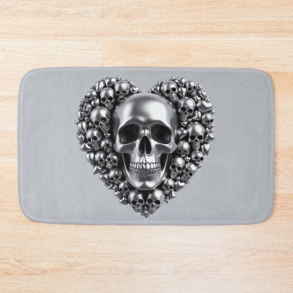 Item preview, Bright Silver Skulls, Big Pattern, Grey Background designed and sold by GaborSkeleton.