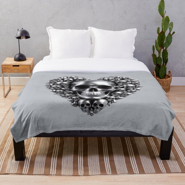 Item preview, Bright Silver Skulls, Big Pattern, Grey Background designed and sold by GaborSkeleton.
