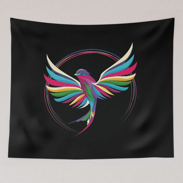 Item preview, Colorful Bird in Motion (black) – Kinetic Art Design designed and sold by Isma Bou Grafik.