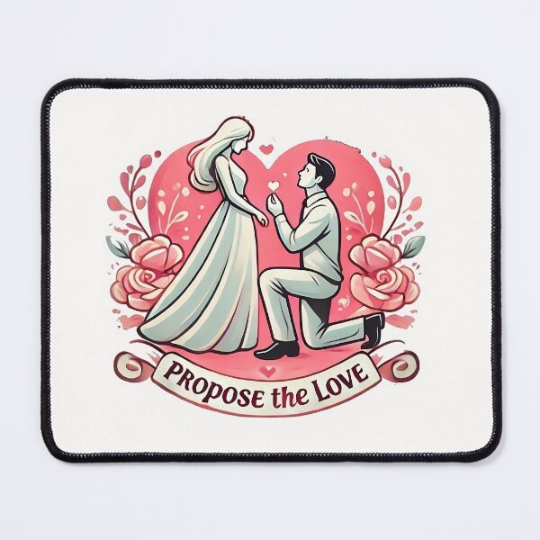Item preview, A man kneels with an open ring box in hand, proposing to a woman in a flowing gown designed and sold by Cool Trends.