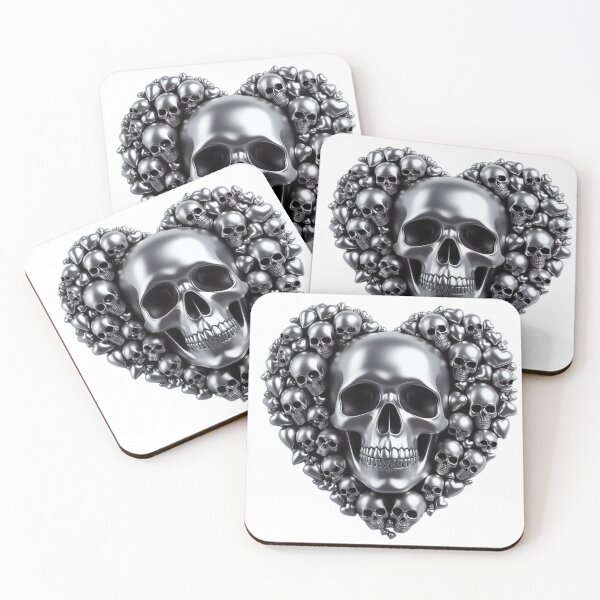 Item preview, Bright Silver Skulls, Big Pattern, White Background designed and sold by GaborSkeleton.