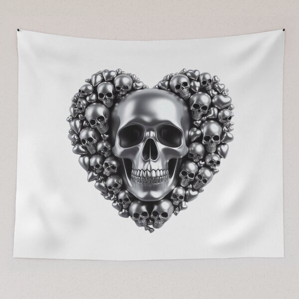 Item preview, Bright Silver Skulls, Big Pattern, White Background designed and sold by GaborSkeleton.