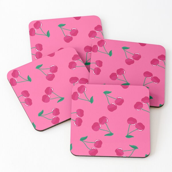 Item preview, Cherry Pop Pink Red Cherries On Pink Wallpaper designed and sold by Guided by Light Art.