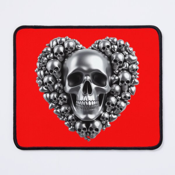 Item preview, Bright Silver Skulls, Big Pattern, Red Background designed and sold by GaborSkeleton.