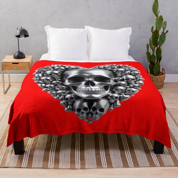 Item preview, Bright Silver Skulls, Big Pattern, Red Background designed and sold by GaborSkeleton.