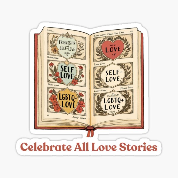 Vintage Love Story Book - Celebrate All Love Stories Sticker
