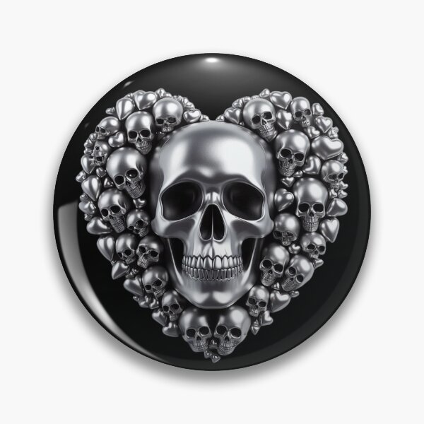 Item preview, Bright Silver Skulls, Big Pattern, Black Background designed and sold by GaborSkeleton.