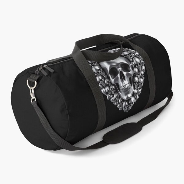 Item preview, Bright Silver Skulls, Big Pattern, Black Background designed and sold by GaborSkeleton.