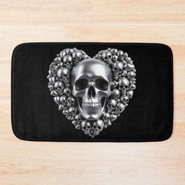 Item preview, Bright Silver Skulls, Big Pattern, Black Background designed and sold by GaborSkeleton.