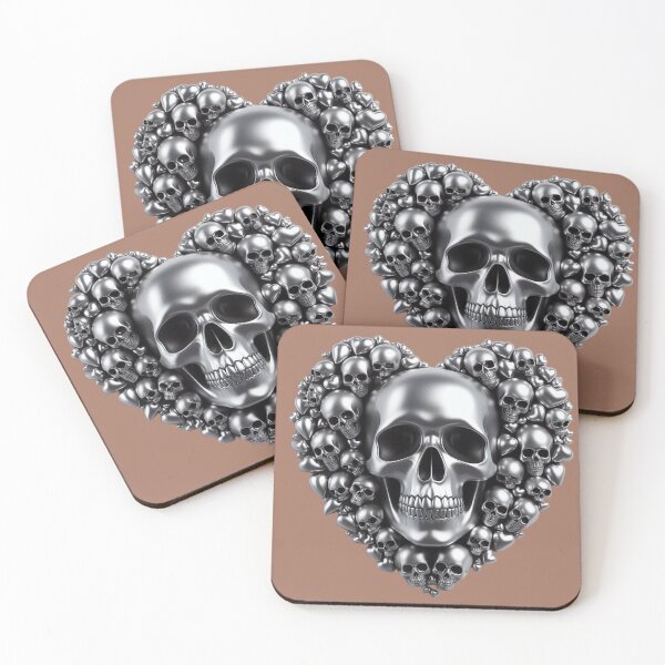 Item preview, Bright Silver Skulls, Big Pattern, Mocha Mousse Background designed and sold by GaborSkeleton.