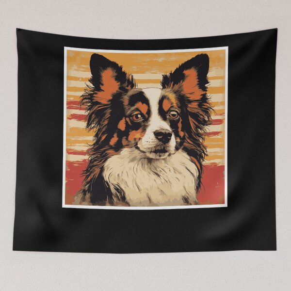 Artikelvorschau, Papillon-Hund-Retro-Design entworfen und verkauft von ThreadsInfinite.