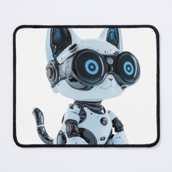 Item preview, A robotic cat figure with large blue-eyed goggles. designed and sold by DedeeArtthai.