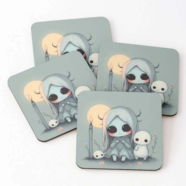 Item preview, Moon Chibi Creatures Cute Whimsical Illustrations Kawaii Art designed and sold by ART ATTACK ZONE.