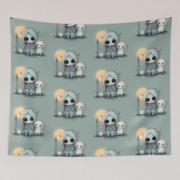 Item preview, Moon Chibi Creatures Cute Whimsical Illustrations Kawaii Art designed and sold by ART ATTACK ZONE.