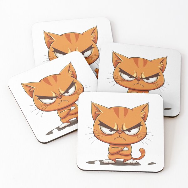 Item preview, A cartoon-style orange cat with an angry expression. designed and sold by DedeeArtthai.