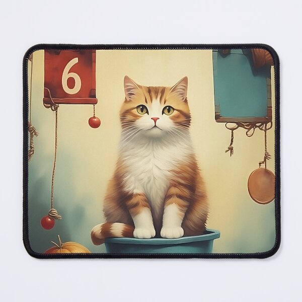 Item preview, Number Six with Cat | Numerals | Cat Illustration | Cat Art designed and sold by UnhingedBird.
