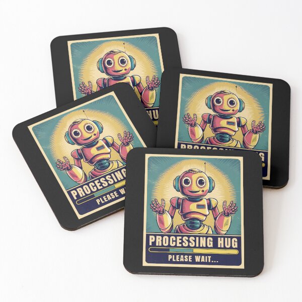 Item preview, Processing Hug Request Funny Retro AI Robot Sci-Fi Art designed and sold by Designer-Girl.
