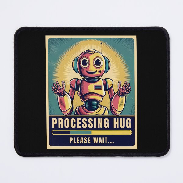 Item preview, Processing Hug Request Funny Retro AI Robot Sci-Fi Art designed and sold by Designer-Girl.