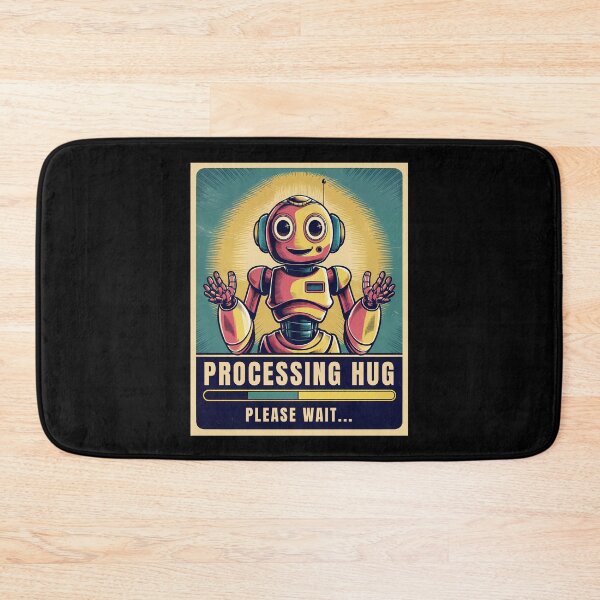 Item preview, Processing Hug Request Funny Retro AI Robot Sci-Fi Art designed and sold by Designer-Girl.