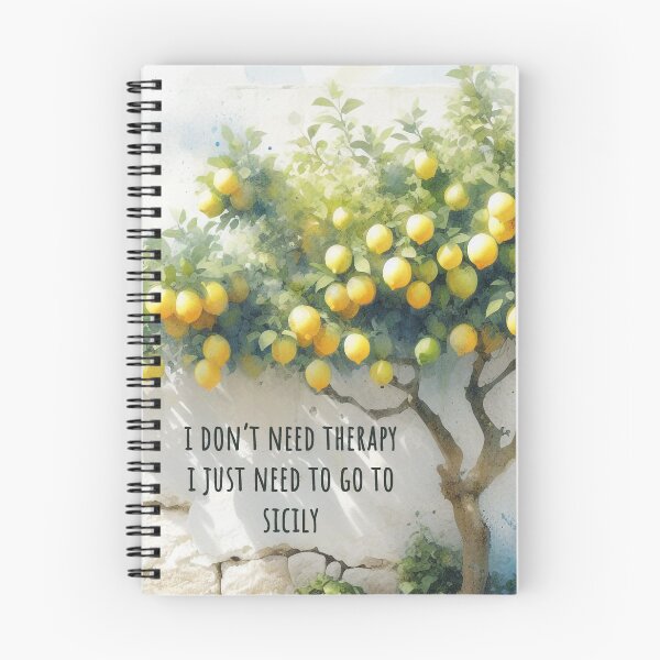 Item preview, I dont need therapy i just need to go to Sicily - watercolor lemon tree  designed and sold by EmeraldeaArt.