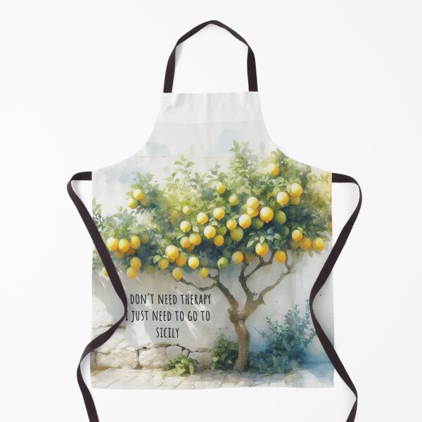 Item preview, I dont need therapy i just need to go to Sicily - watercolor lemon tree designed and sold by EmeraldeaArt.