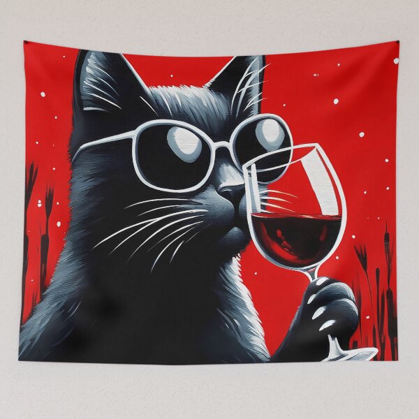 Item preview, Cat and Wine designed and sold by Visual Nomad Club.