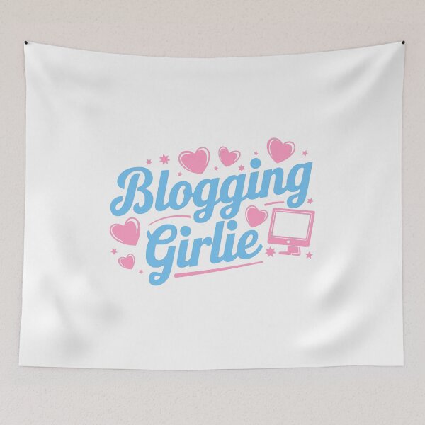 Item preview, Blogging Girlie! Cute Pink And Blue Girl designed and sold by PMCreative.