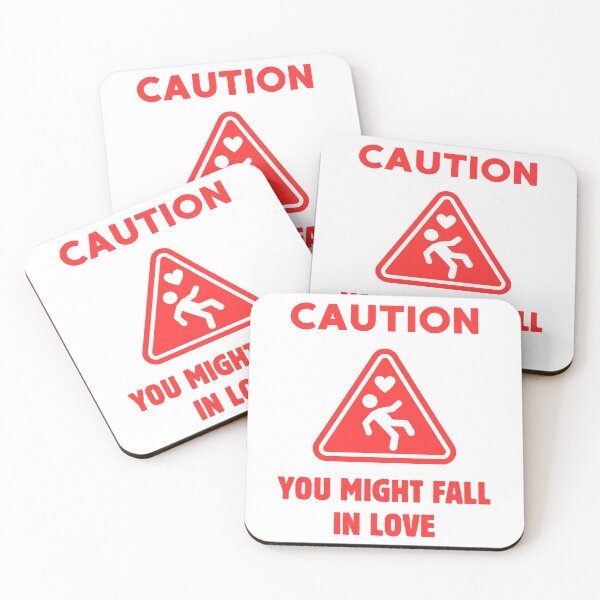 Item preview, caution you might fall in love - funny fall hazard sign designed and sold by PHRASEandSTYLE.