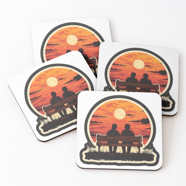 Item preview, Bench Friends and Sunset Landscape designed and sold by NicolasGlowArt.