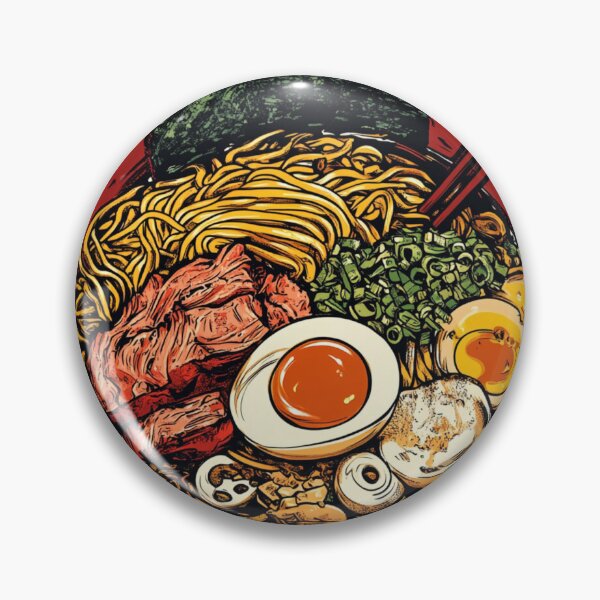 Item preview, Spicy Ramen Noodles Bowl With Eggs and Beef Buldak designed and sold by Nightarcade.