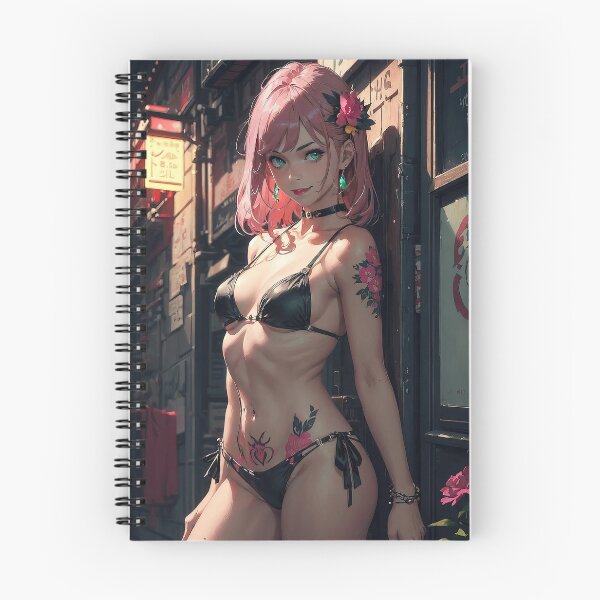 Item preview, Anime punk girl with pink hair in Cyberpunk alley designed and sold by TheArtistOf2022.
