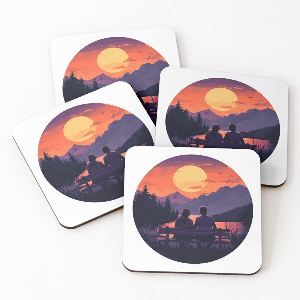 Item preview, Bench Friends and Mountains Landscape designed and sold by NicolasGlowArt.