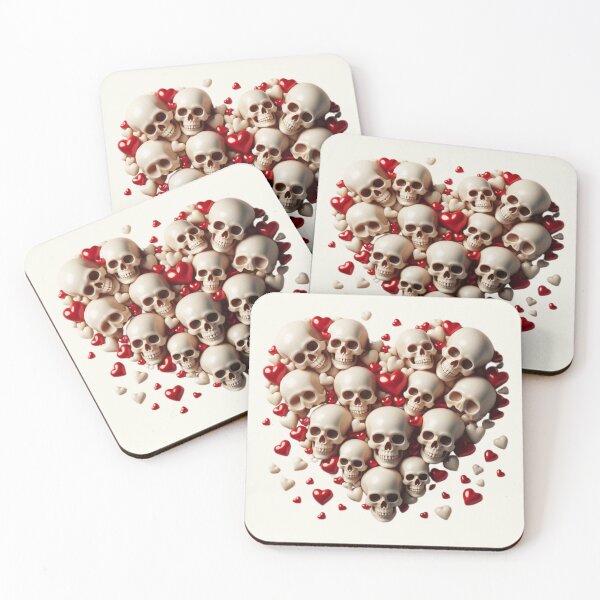 Item preview, Skulls, Hearts, Big Pattern, No / Bone White Background designed and sold by GaborSkeleton.