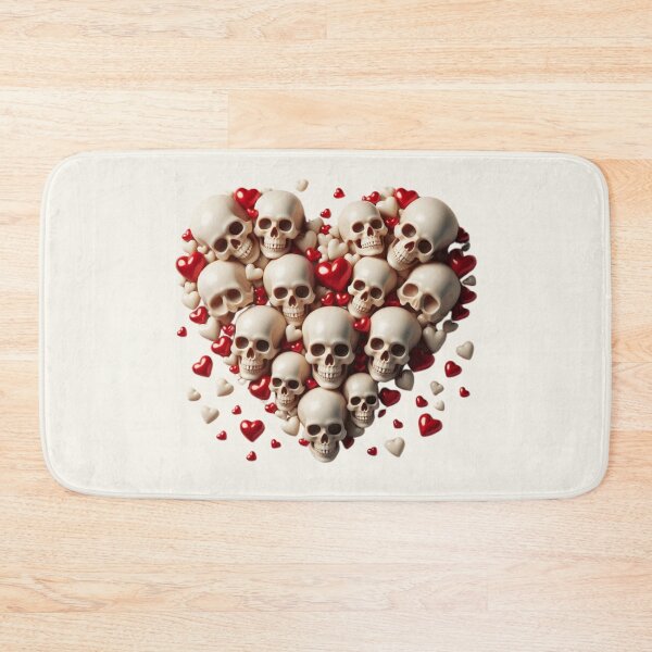 Item preview, Skulls, Hearts, Big Pattern, No / Bone White Background designed and sold by GaborSkeleton.