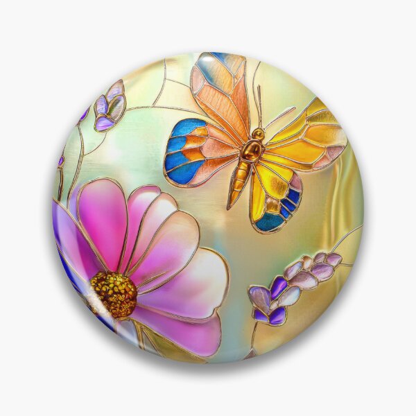 Item preview, Wildflowers and Butterflies Stained Glass  designed and sold by MargaretWiktor.