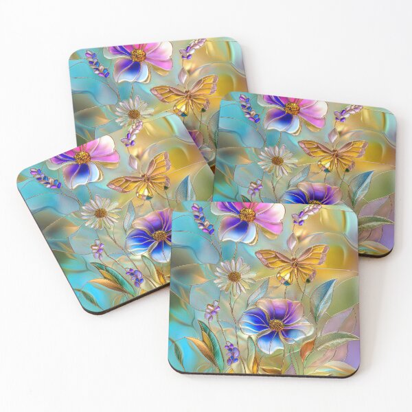Item preview, Wildflowers and Butterflies Stained Glass  designed and sold by MargaretWiktor.