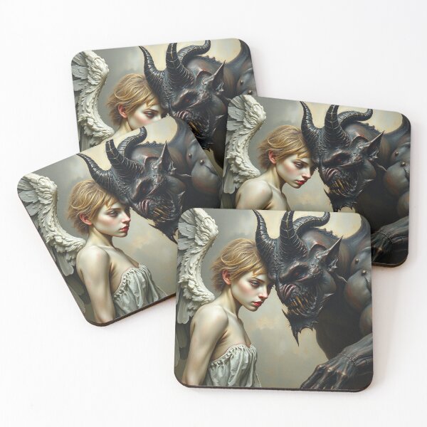 Item preview, Angel Vs Demon Avenging protector classical inspirational artwork designed and sold by Vintage Designs +.