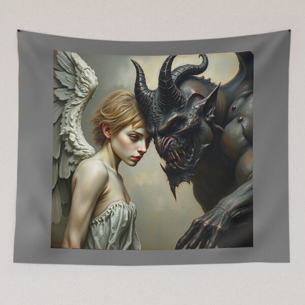 Item preview, Angel Vs Demon Avenging protector classical inspirational artwork designed and sold by Vintage Designs +.