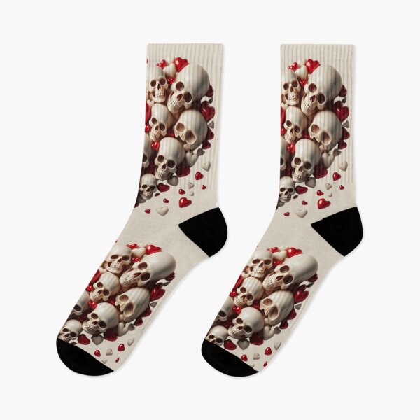 Item preview, Skulls, Hearts, Dark Bone Color Background, Big Pattern designed and sold by GaborSkeleton.